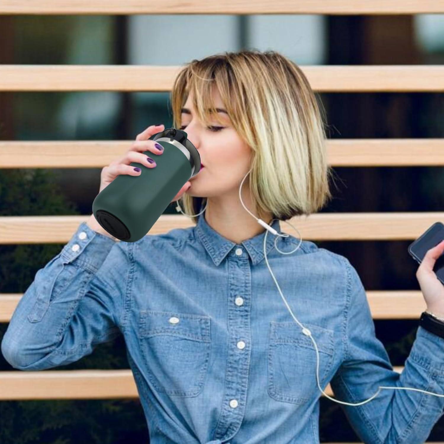 Taza de Café de Viaje Disoza 500ml Verde Aislada a Prueba de Derrames