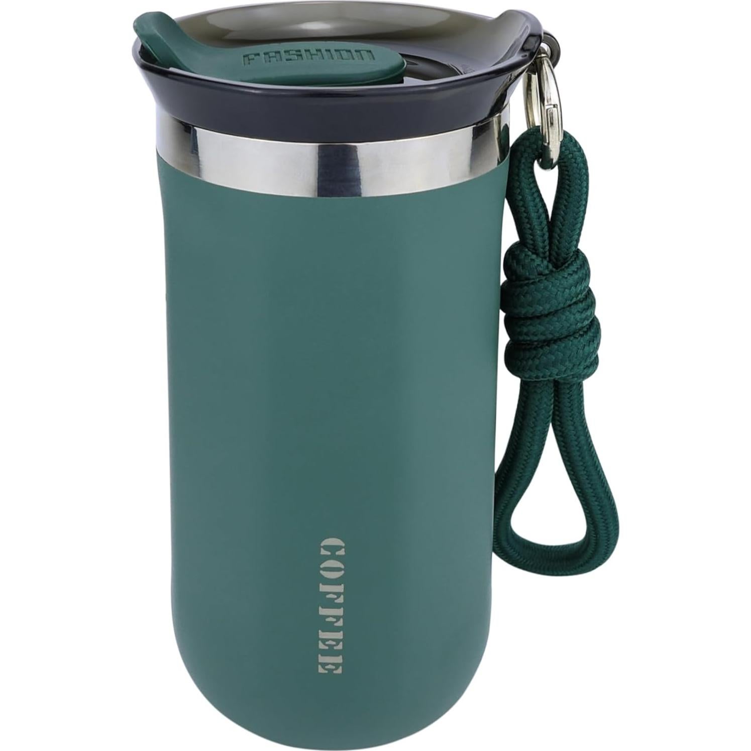 Taza de Café de Viaje Disoza 500ml Verde Aislada a Prueba de Derrames