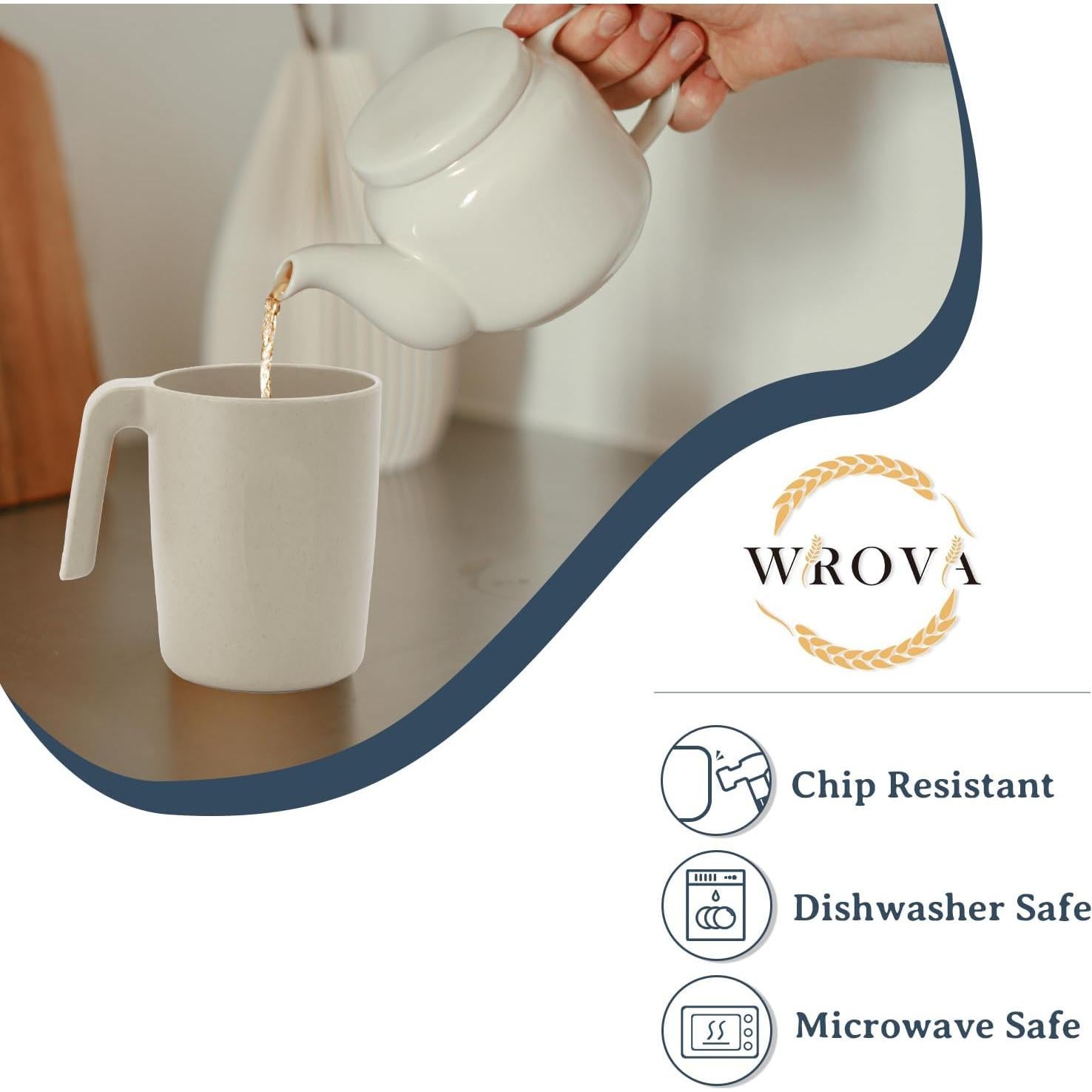 Set de 6 Tazas de Paja de Trigo 16oz Wrova Inquebrantables