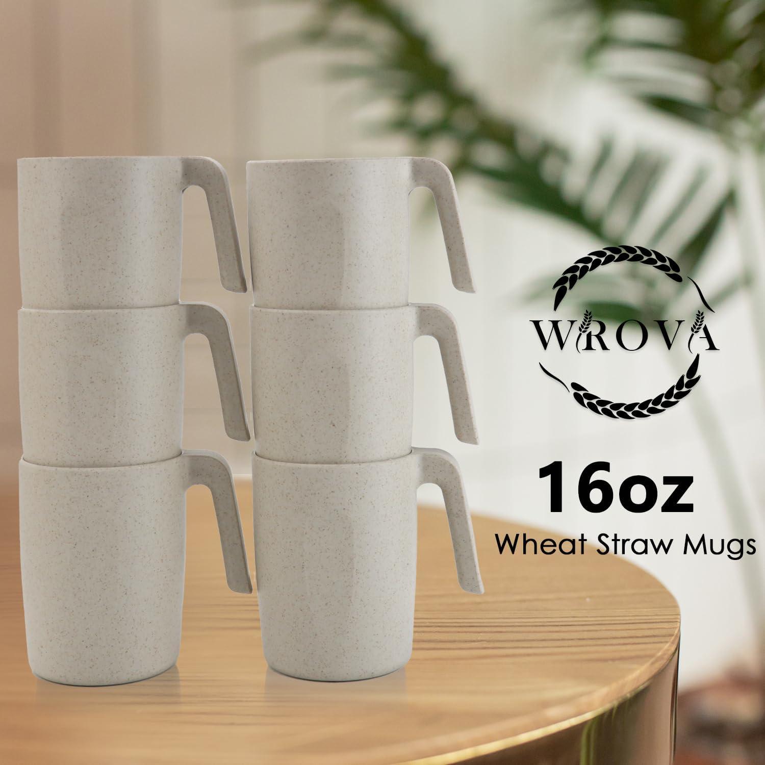 Set de 6 Tazas de Paja de Trigo 16oz Wrova Inquebrantables