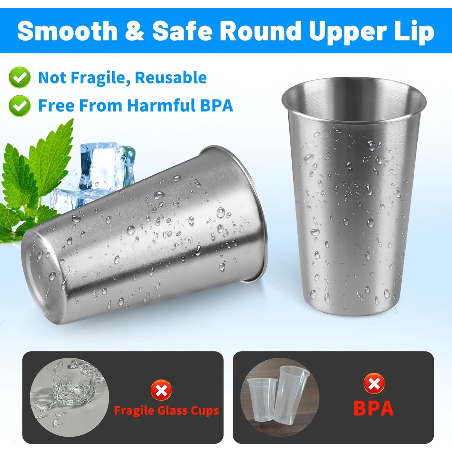 Paquete de 4 tazas de acero inoxidable HAMILADUO 480 ml