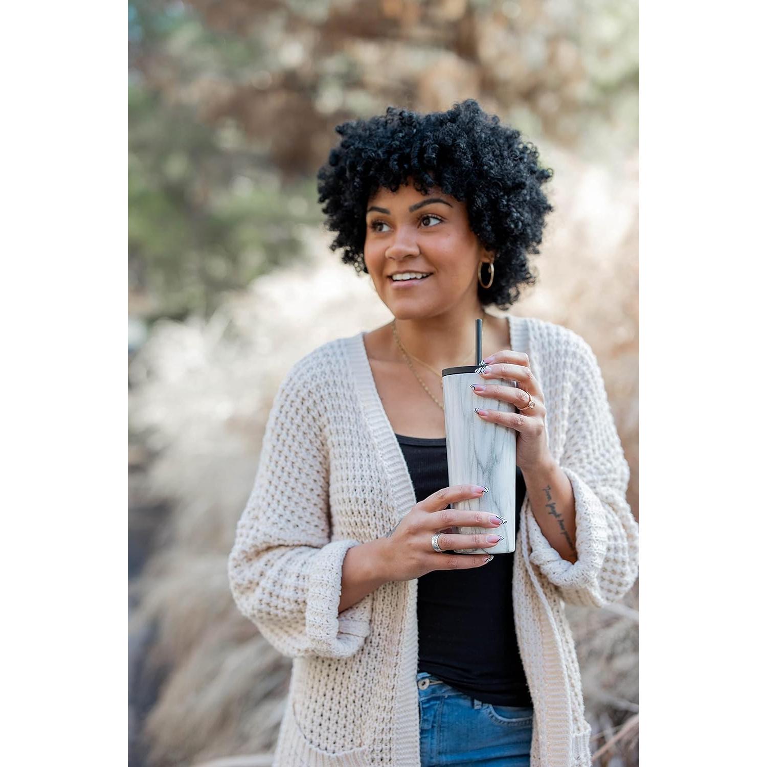 Vaso Aislado Simple Modern 24oz Rosa con Tapa y Popote