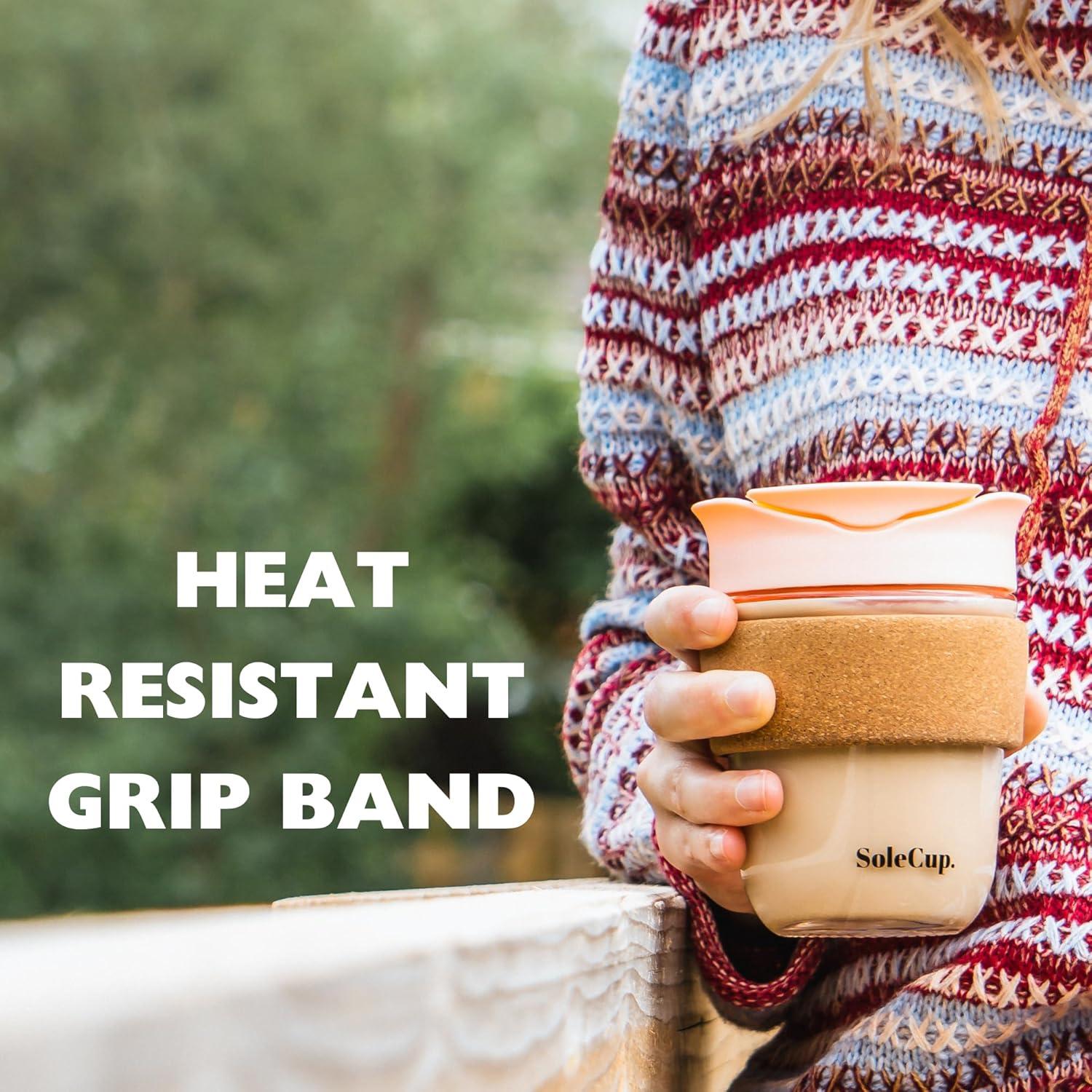 Taza de Viaje de Vidrio SoleCup 340ml Rosa Aislada Antiderrames