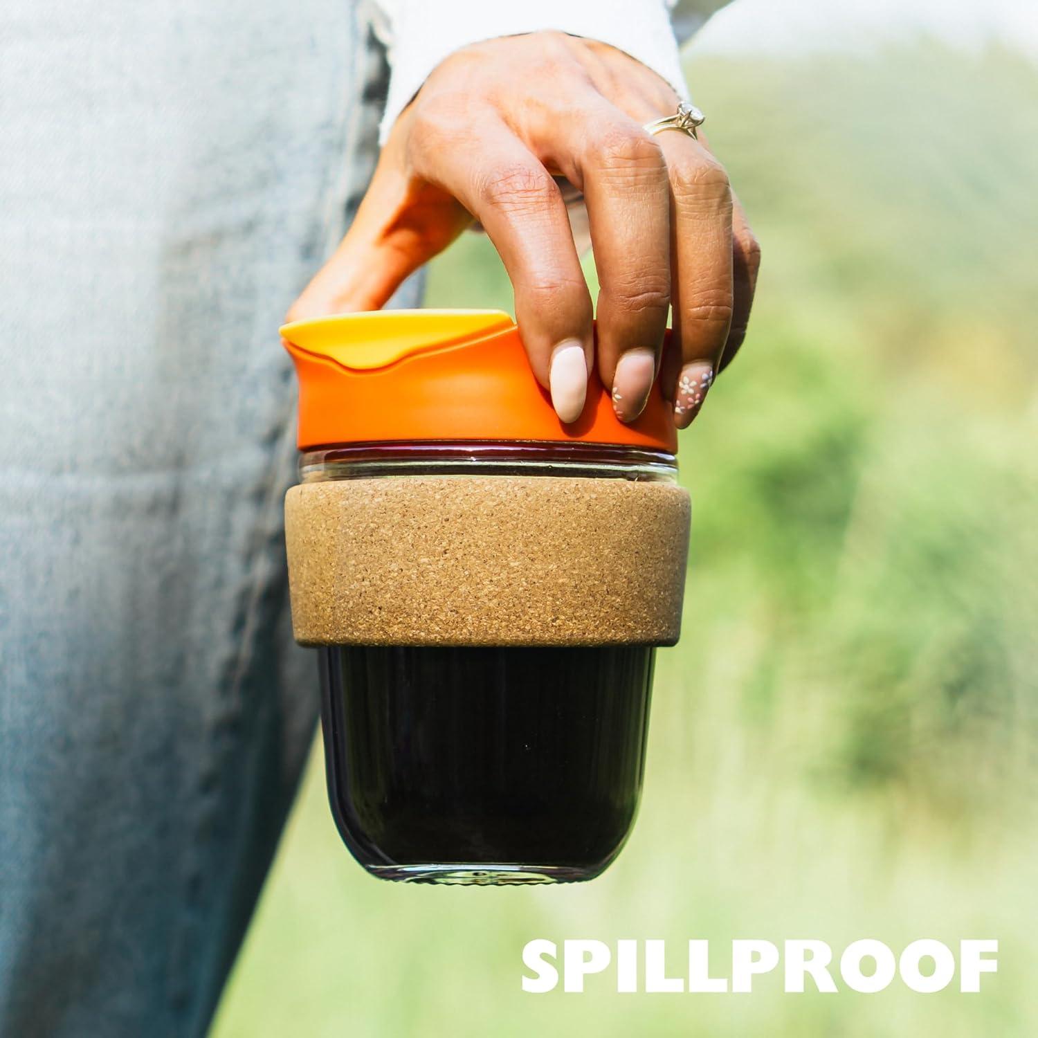 Taza de Viaje de Vidrio SoleCup 340ml Rosa Aislada Antiderrames