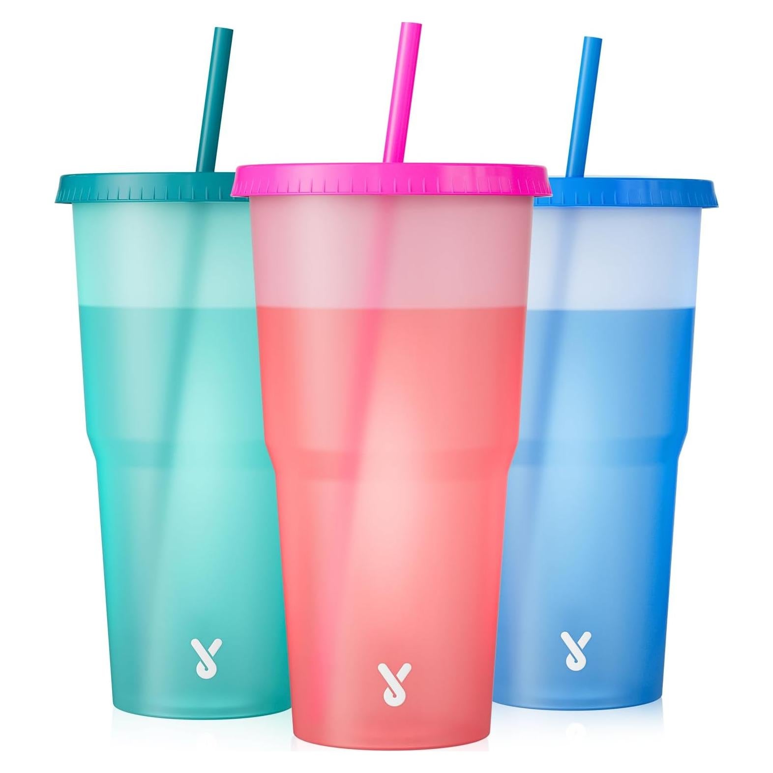 Vasos de Plástico Reutilizables Meoky 40 oz con Tapas y Pajitas