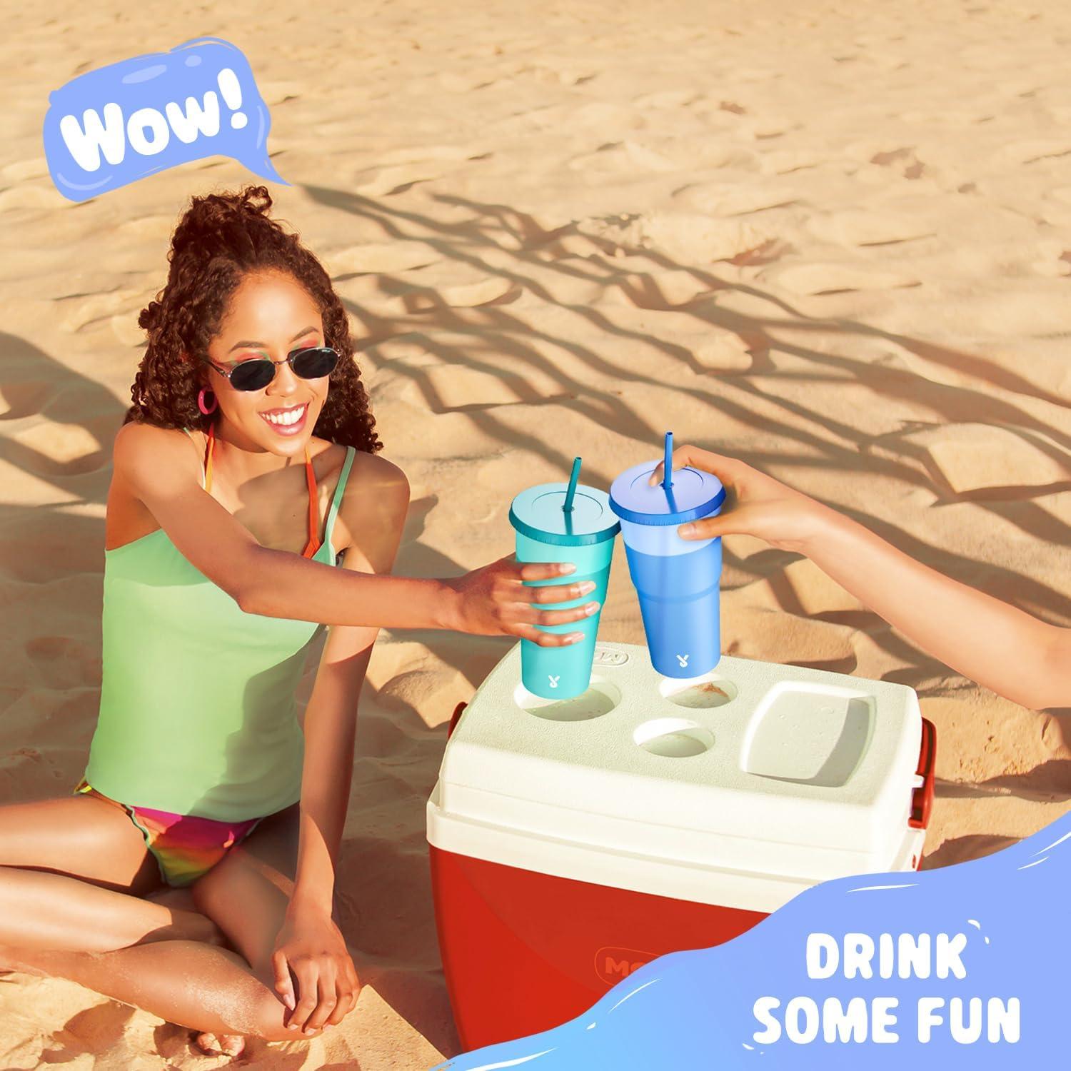 Vasos de Plástico Reutilizables Meoky 40 oz con Tapas y Pajitas