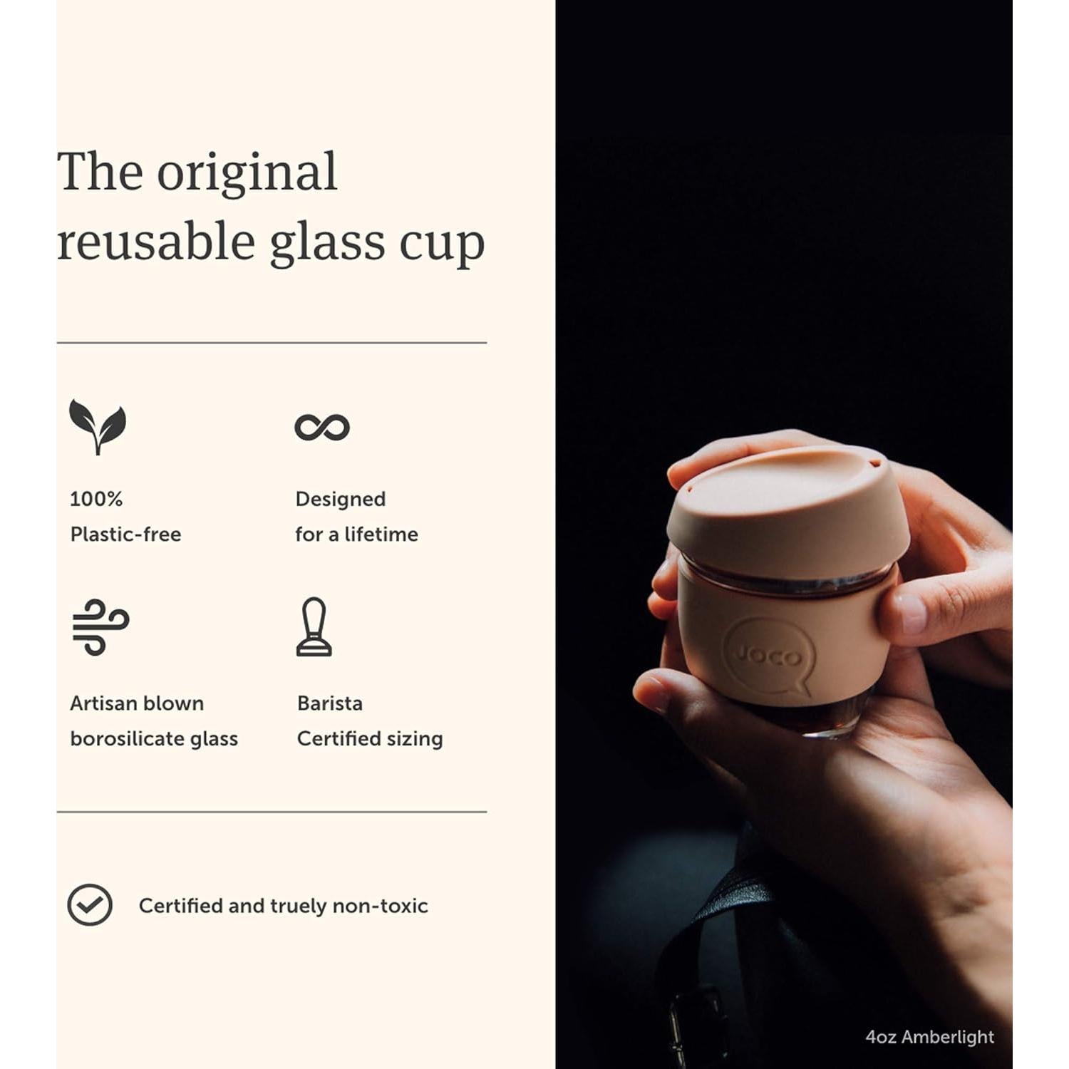 Taza Reutilizable JOCO 16oz Vidrio Borosilicato BlueStone