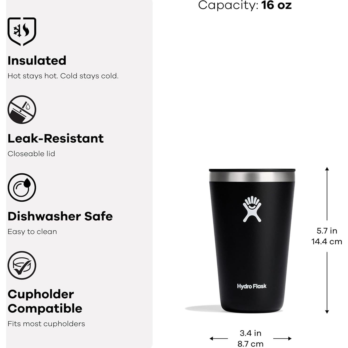 Taza Aislada Hydro Flask 473 ml Color Reef Tapa Presionada