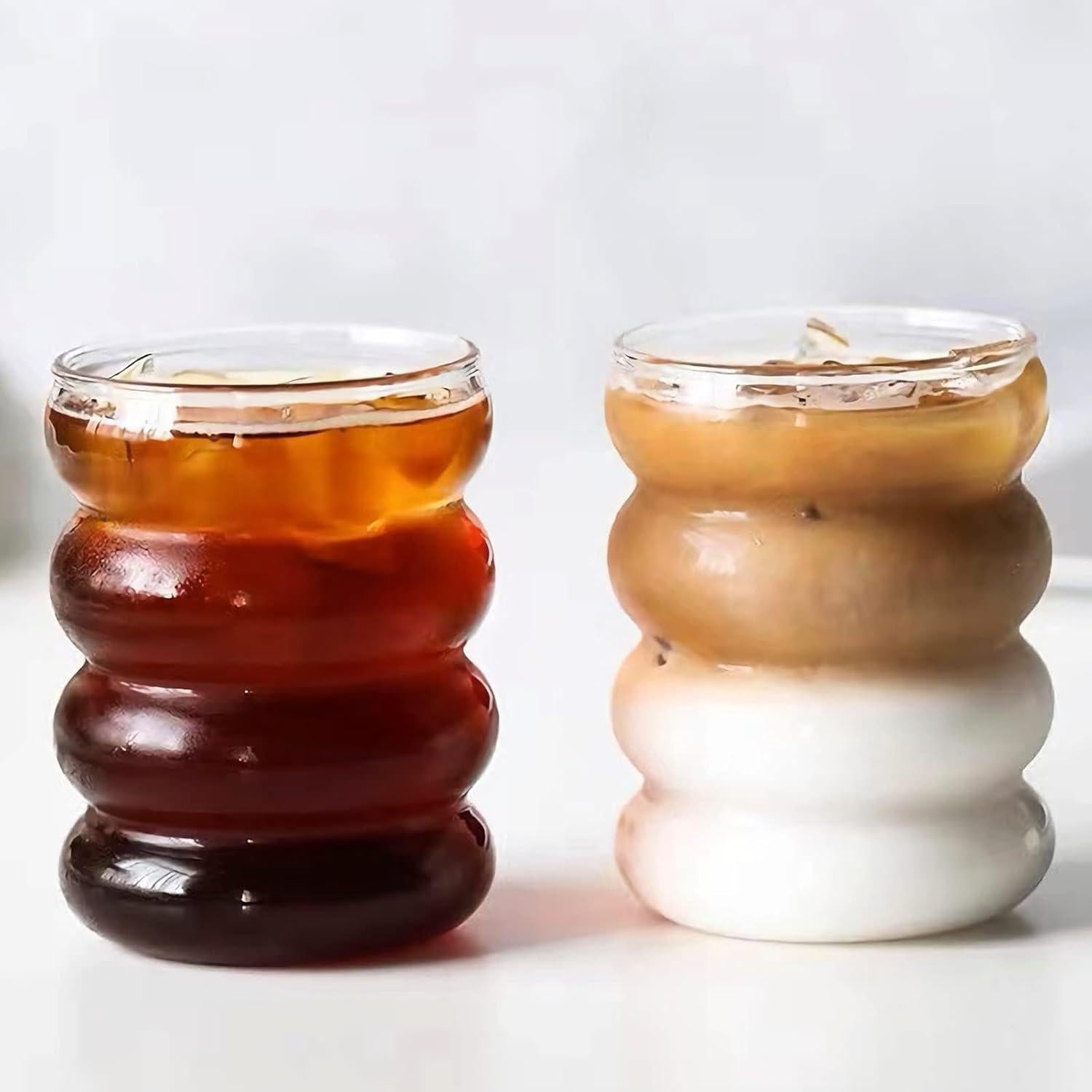 Juego de 2 Vasos de Vidrio Ework4U 414ml con Pajillas