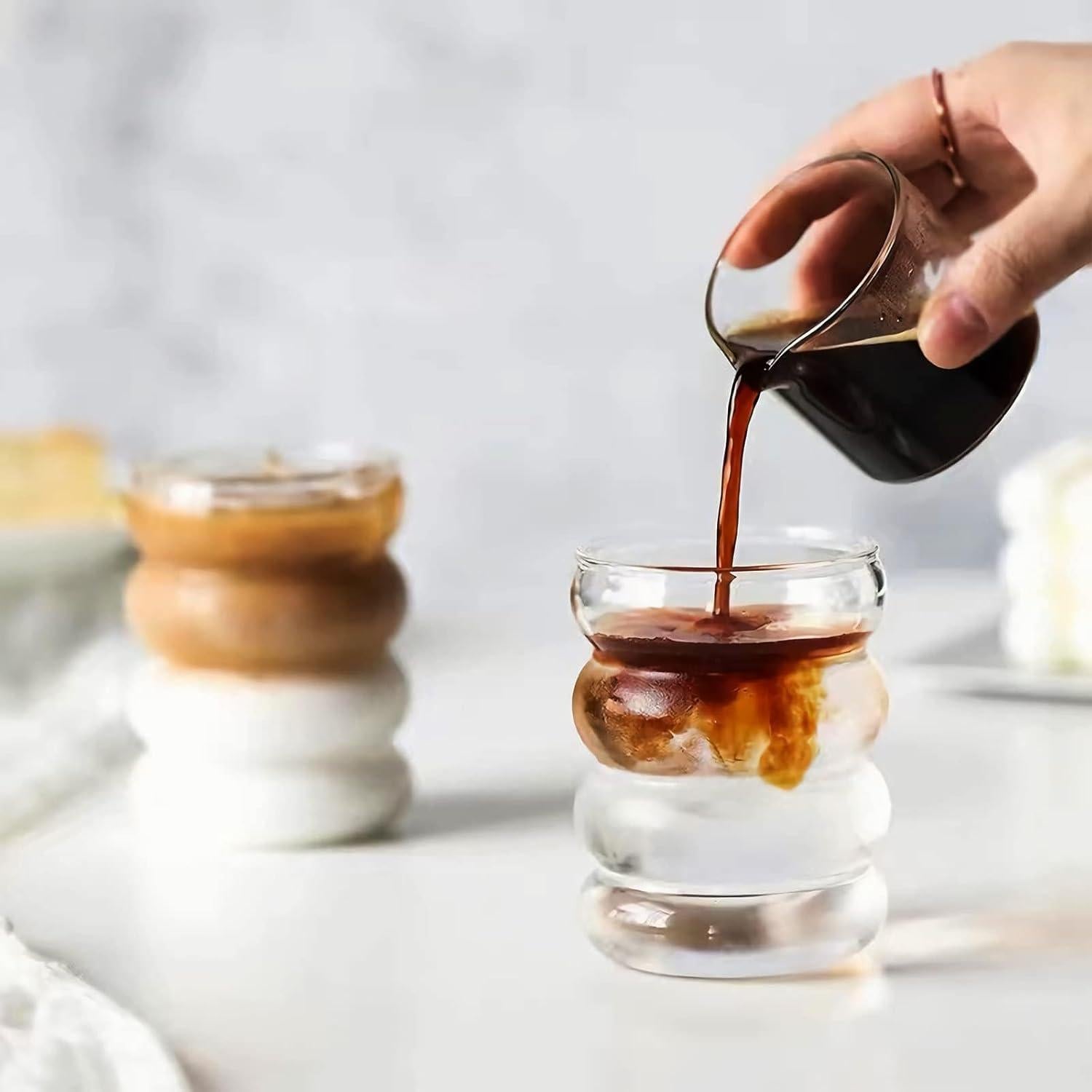 Juego de 2 Vasos de Vidrio Ework4U 414ml con Pajillas