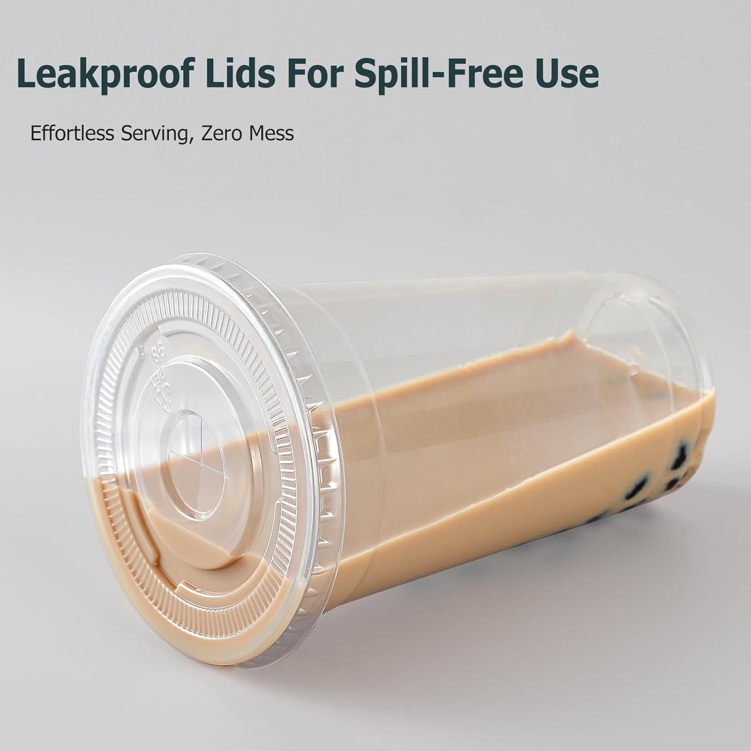 AOZITA 100 Vasos de Plástico 16 Oz con Tapas y Pajitas