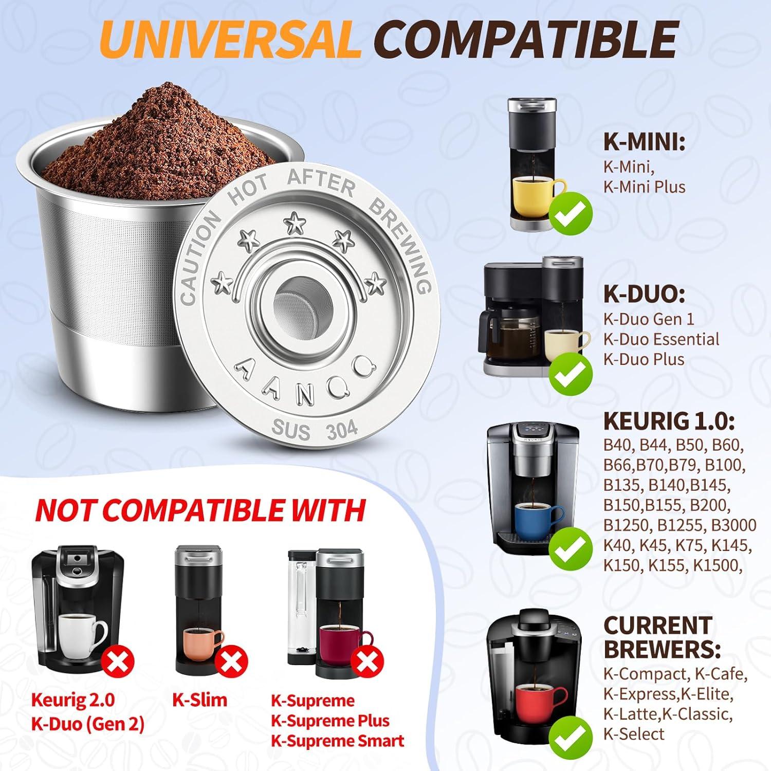 Cápsulas de café reutilizables AANQQ K Cup para Keurig 1.0 - 2 Unidades