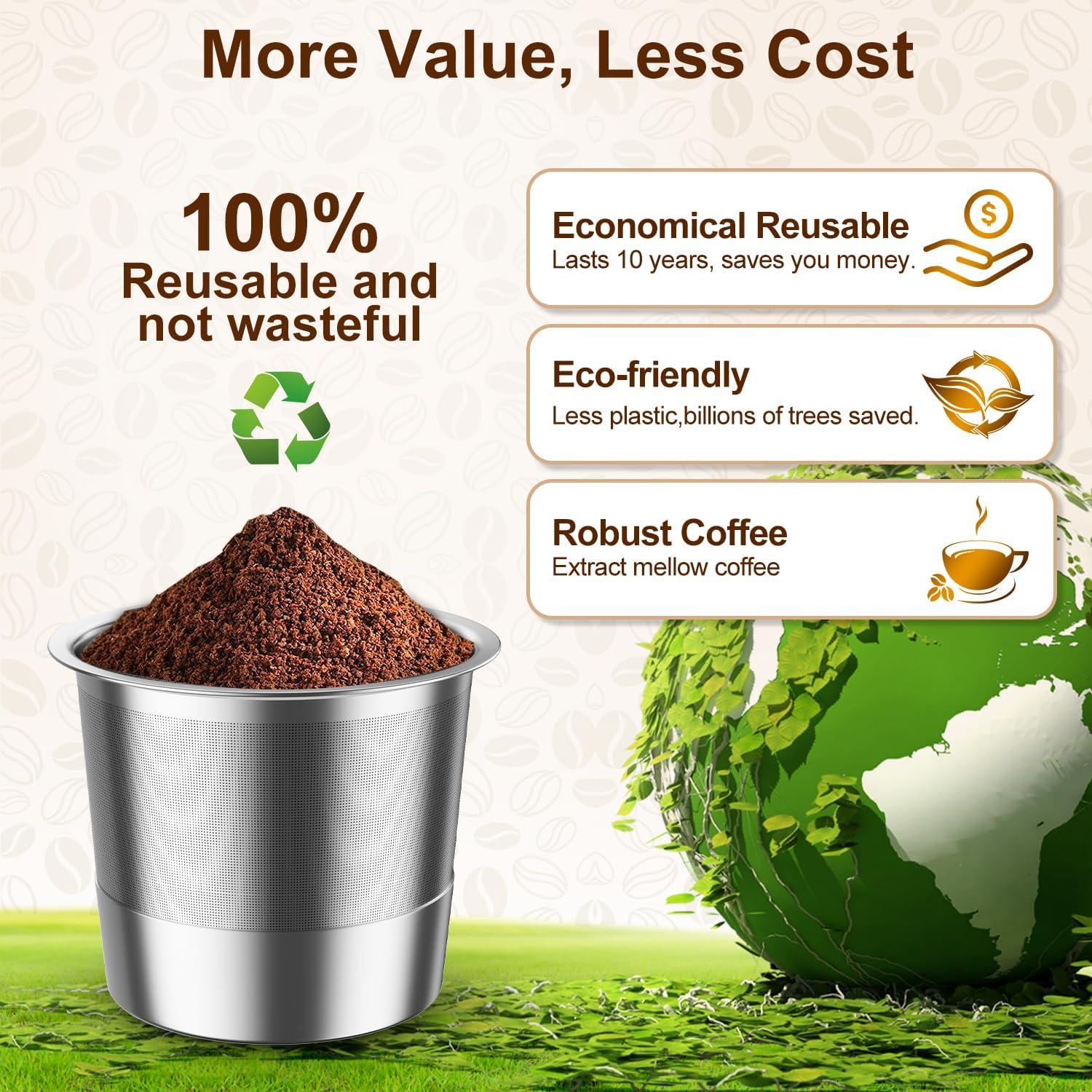 Taza K Reutilizable RETHONE de Acero Inoxidable - 4 Piezas