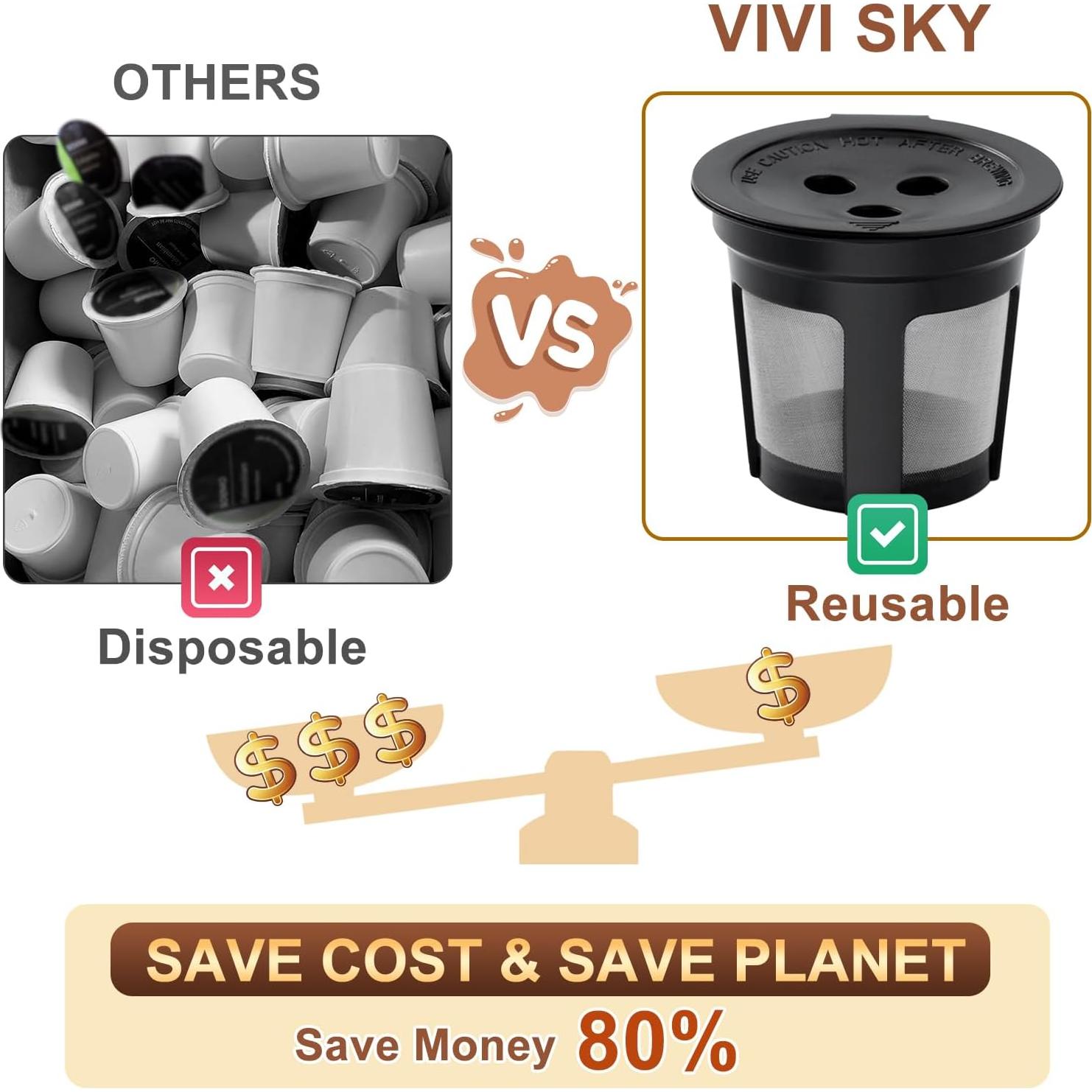 5 Cápsulas de Café Reutilizables VIVI SKY para Ninja DualBrew