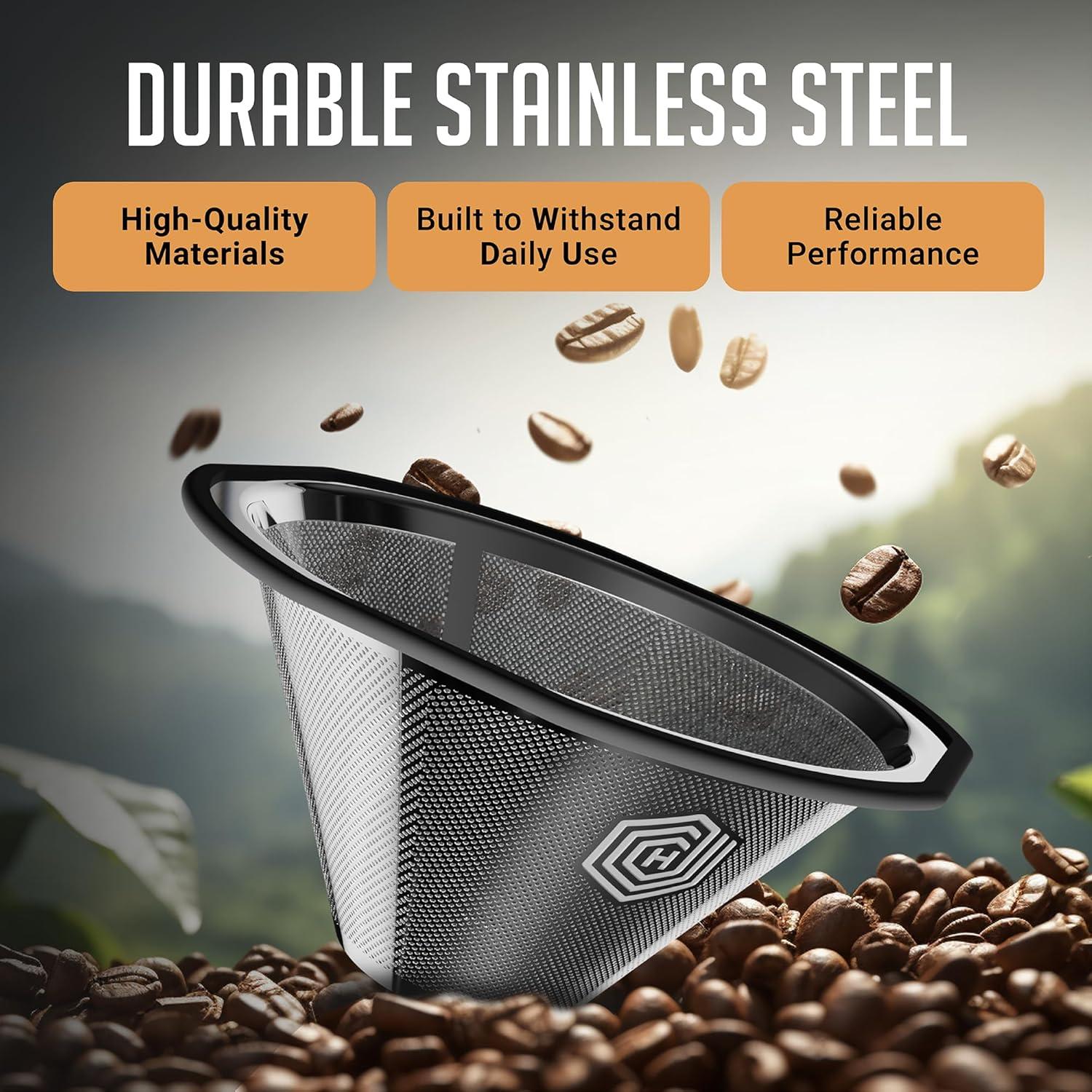 Filtro de Café Reutilizable HEXNUB para Kalita Wave 185 y OXO 8 Tazas