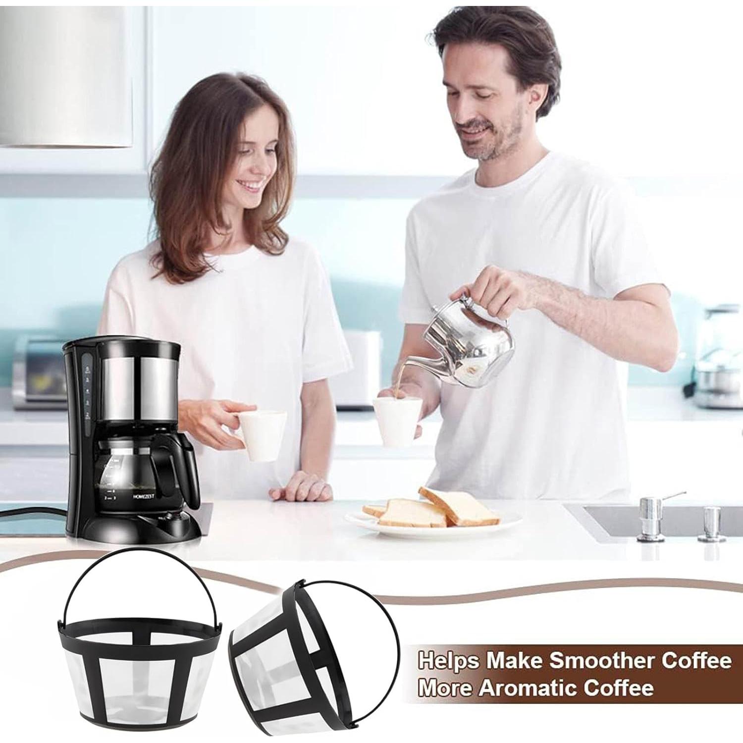 Cestas de Filtros de Café Reutilizables TQEONKL 4PC 8-12 Tazas