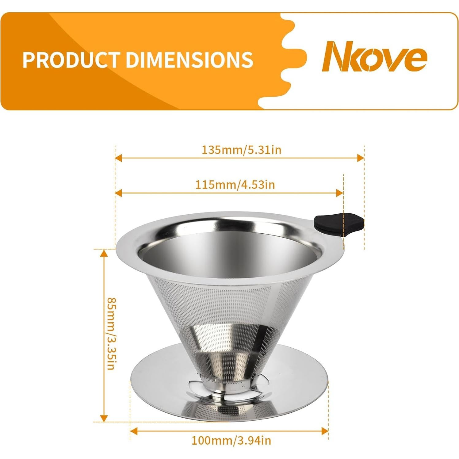 Goteador de Café Nkove Acero Inoxidable Reutilizable 1-2 Tazas