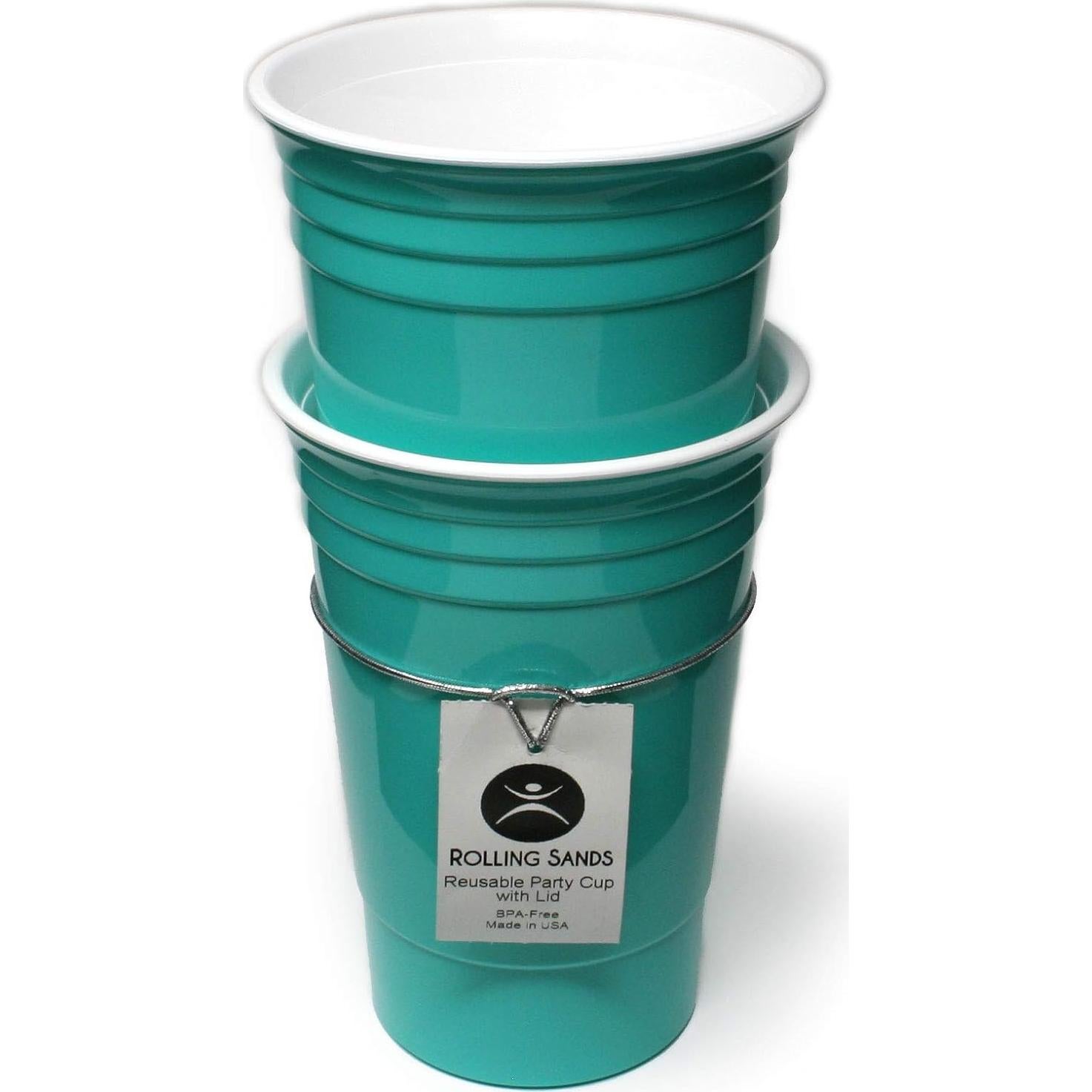 Vasos Reutilizables Rolling Sands 473ml Aqua - Paquete de 2