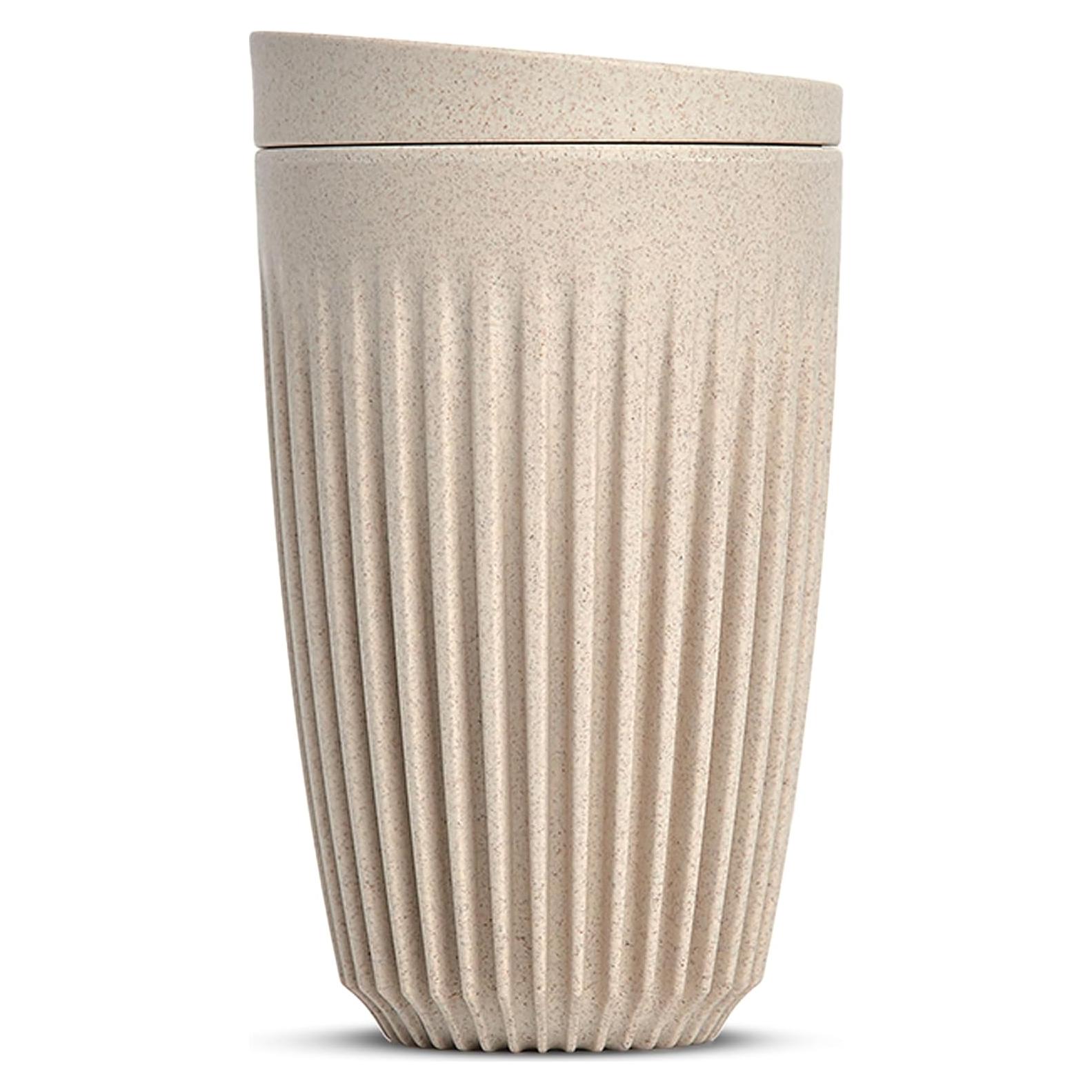 Taza de Café Reutilizable HuskeeCup 12oz Natural con Tapa