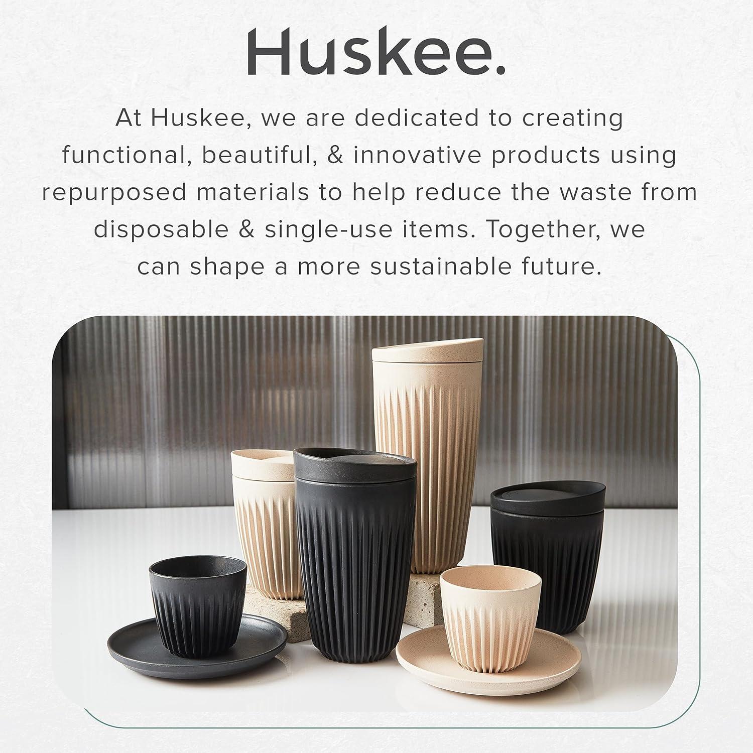 Taza de Café Reutilizable HuskeeCup 12oz Natural con Tapa