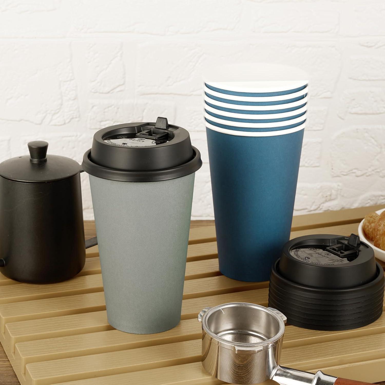 Vasos de Papel Desechables LITOPAK 100 Unidades 16 oz Azul y Gris