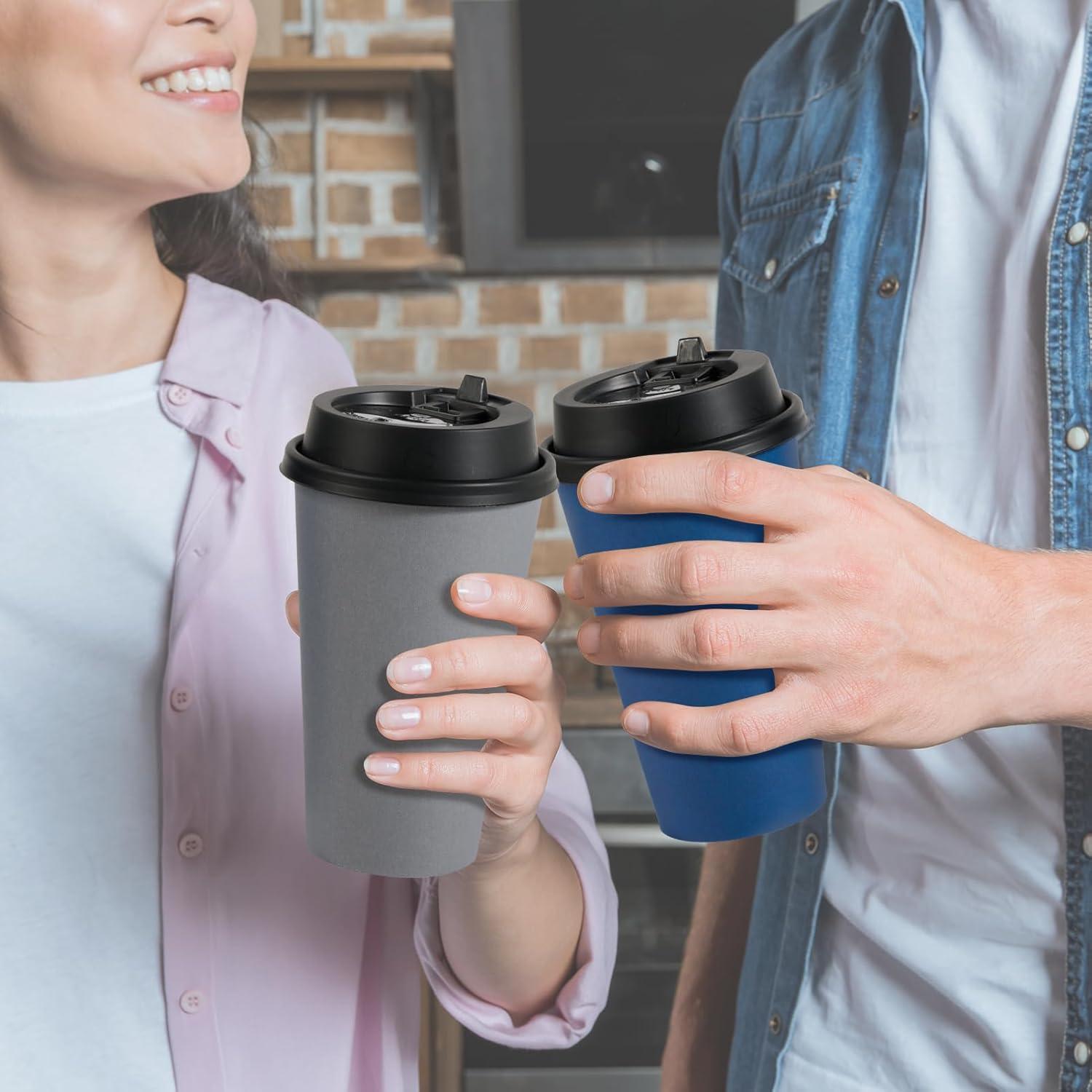 Vasos de Papel Desechables LITOPAK 100 Unidades 16 oz Azul y Gris