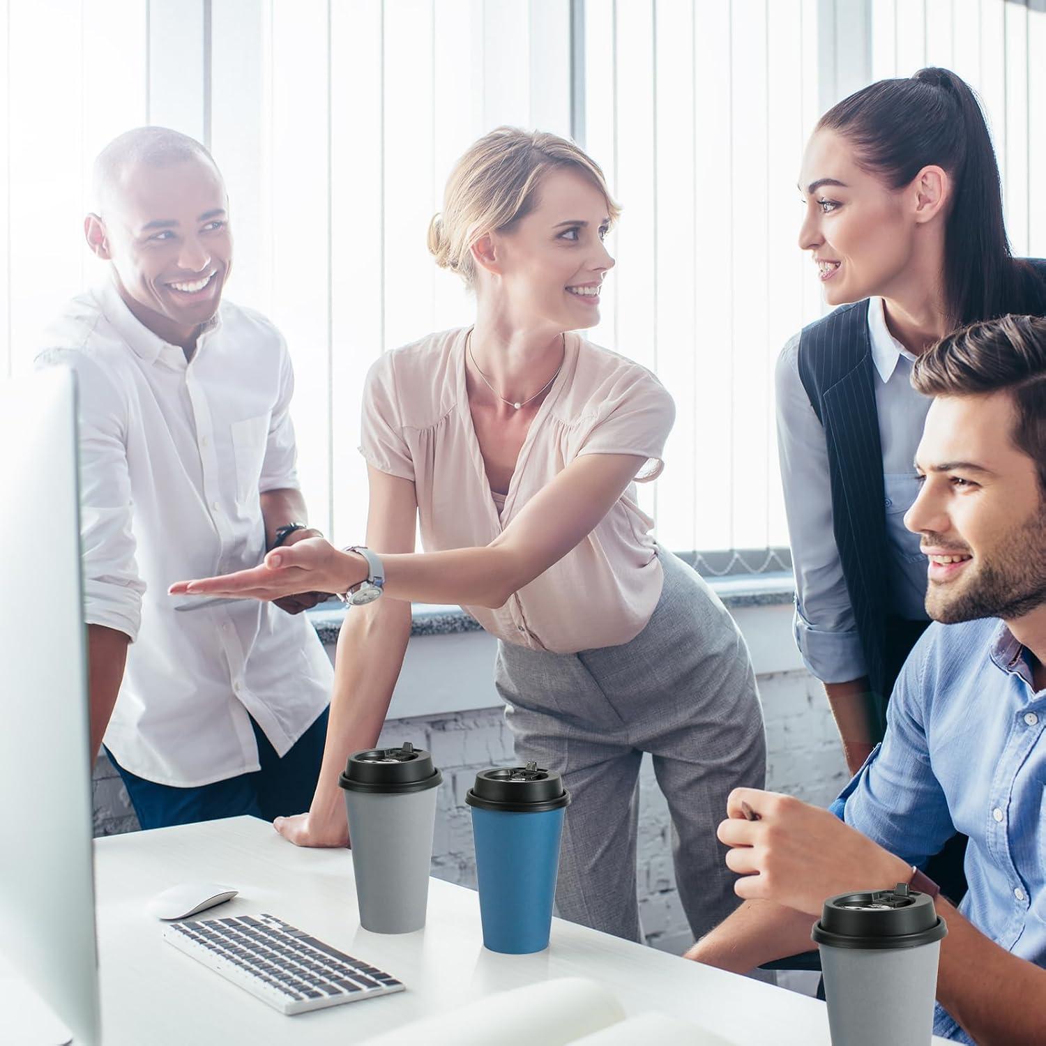 Vasos de Papel Desechables LITOPAK 100 Unidades 16 oz Azul y Gris