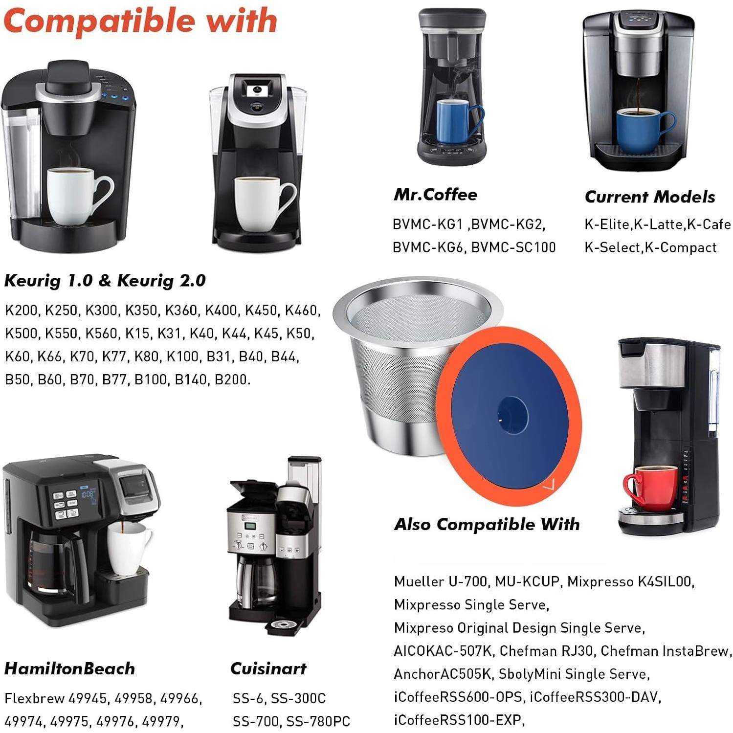 Tazas K reutilizables YEOSEN de acero inoxidable para Keurig 2.0 y 1.0 - 2 paquetes