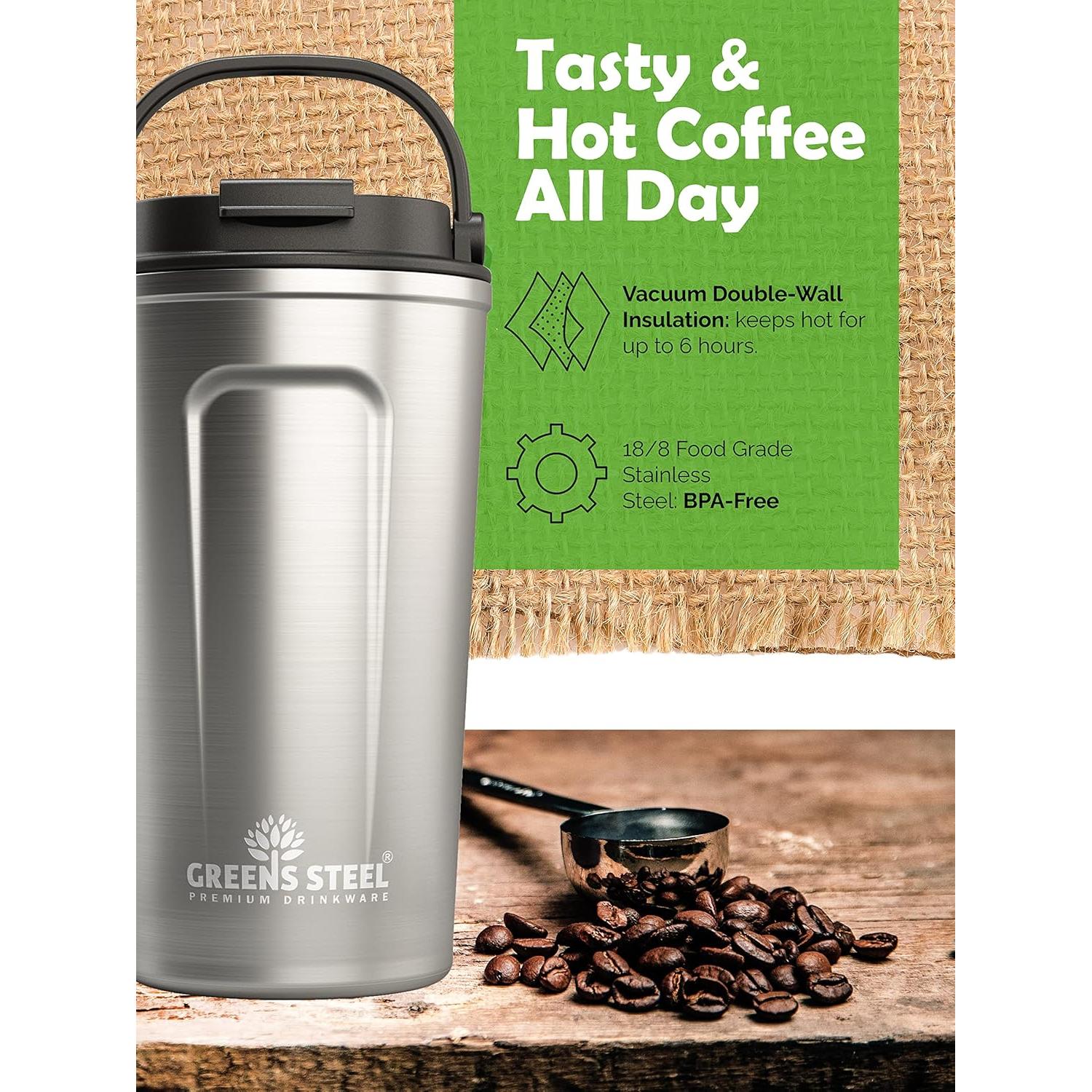 Taza de Café Aislada Greens Steel 0.35L Acero Inoxidable