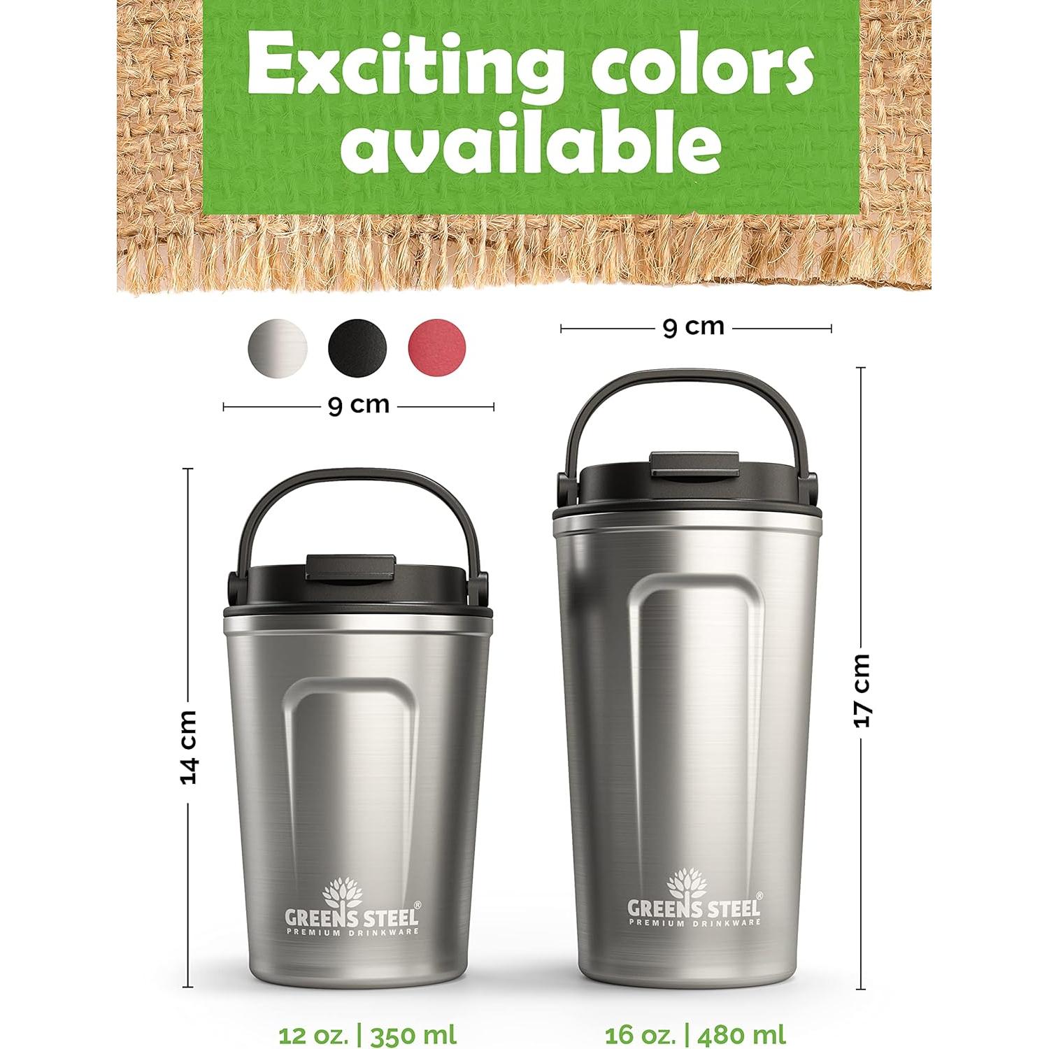 Taza de Café Aislada Greens Steel 0.35L Acero Inoxidable