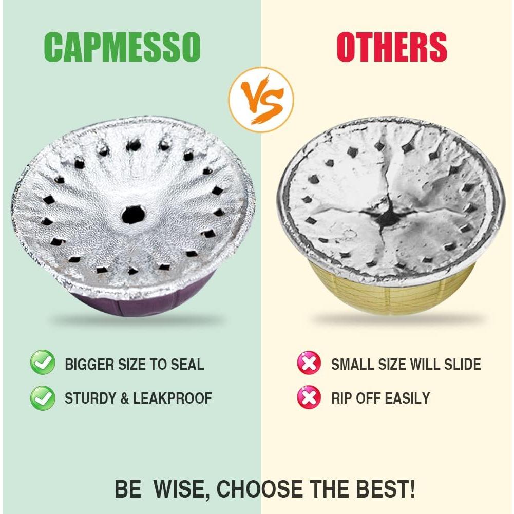 Tapa de Aluminio CAPMESSO 64mm para Cápsulas Nespresso VertuoLine - 100 Piezas