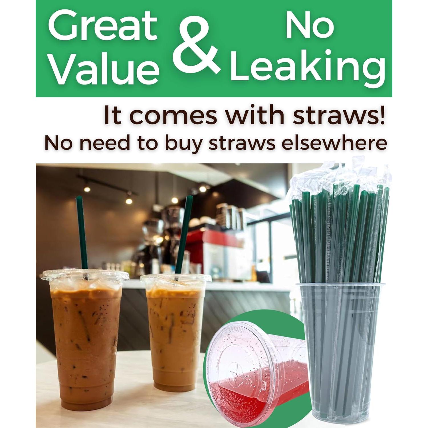 Vasos de Plástico Aatriet 32 oz Transparentes con Tapas y Pajitas - 25 Piezas