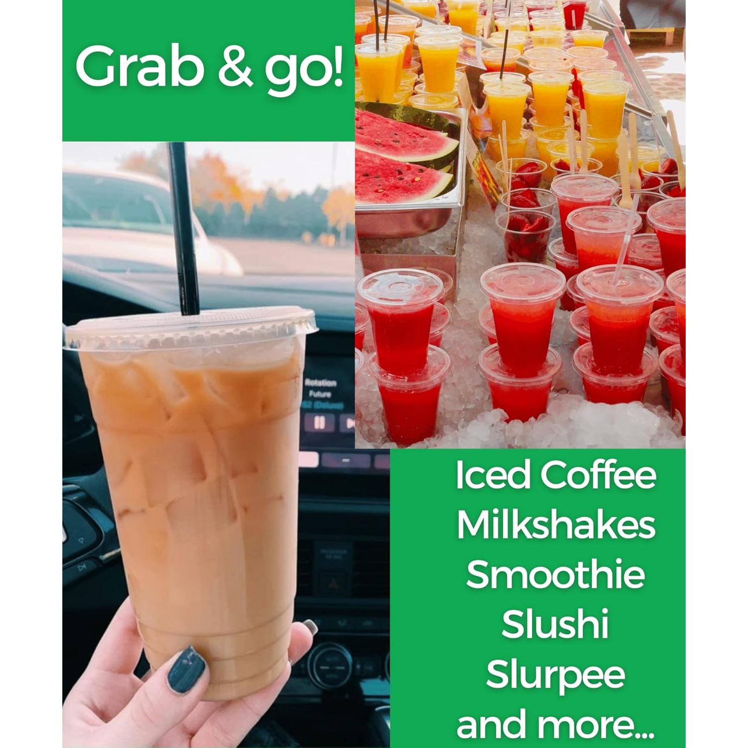 Vasos de Plástico Aatriet 32 oz Transparentes con Tapas y Pajitas - 25 Piezas