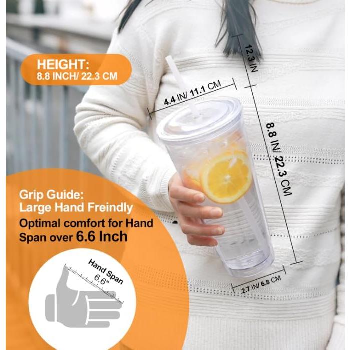 Vaso Acrílico Zukro 32 oz Doble Pared con Popote - 2 Unidades