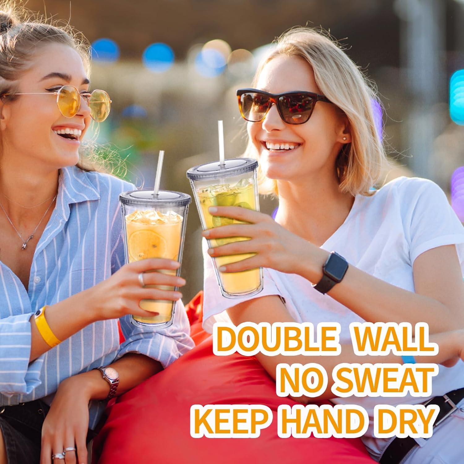 Vaso Acrílico Zukro 32 oz Doble Pared con Popote - 2 Unidades