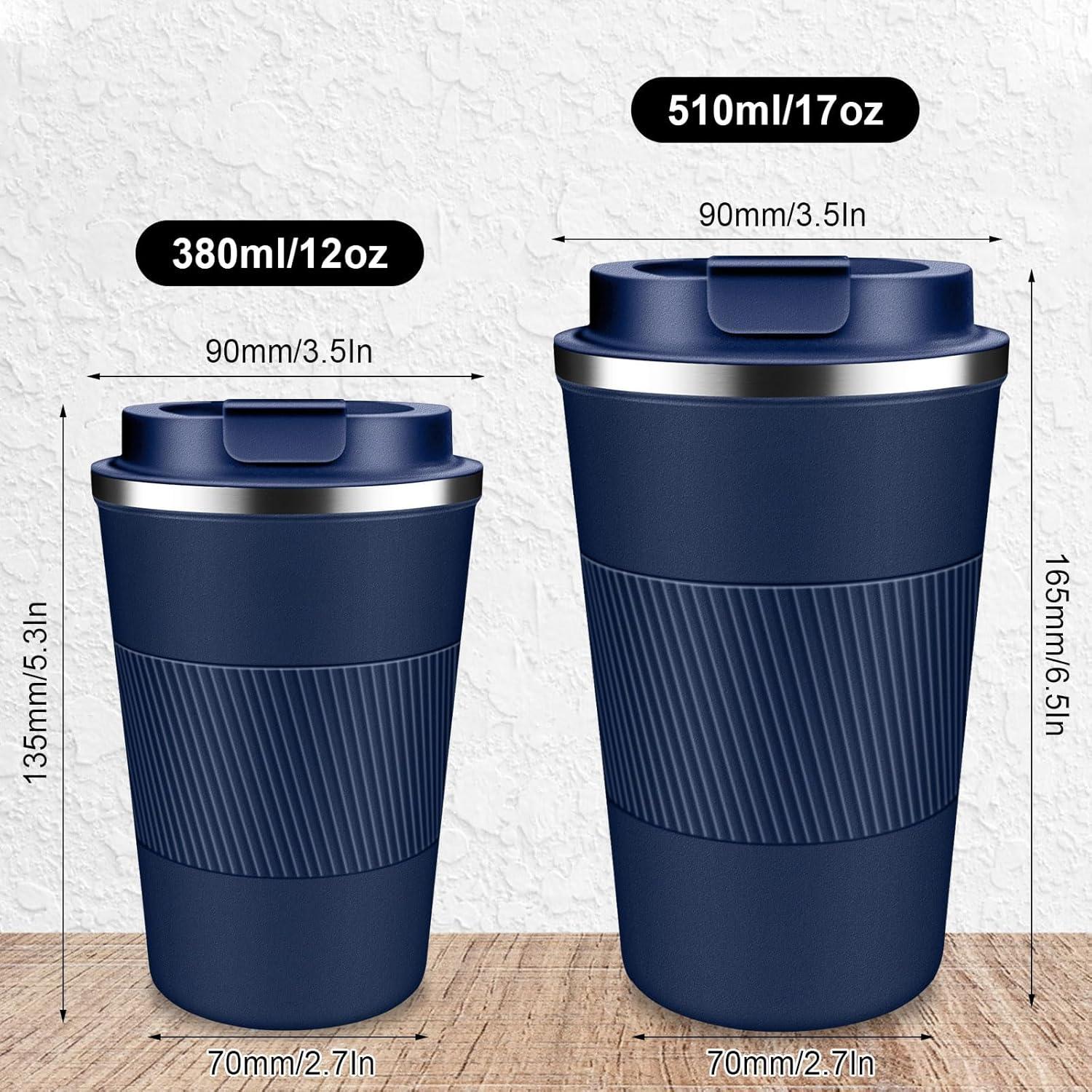 Taza de café de viaje LCKDHM 12 oz acero inoxidable azul