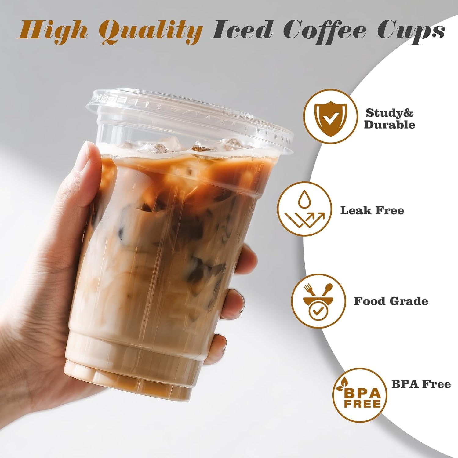 Vasos de Plástico Desechables Ginkgo 20 oz 50 Pack con Tapas y Pajitas