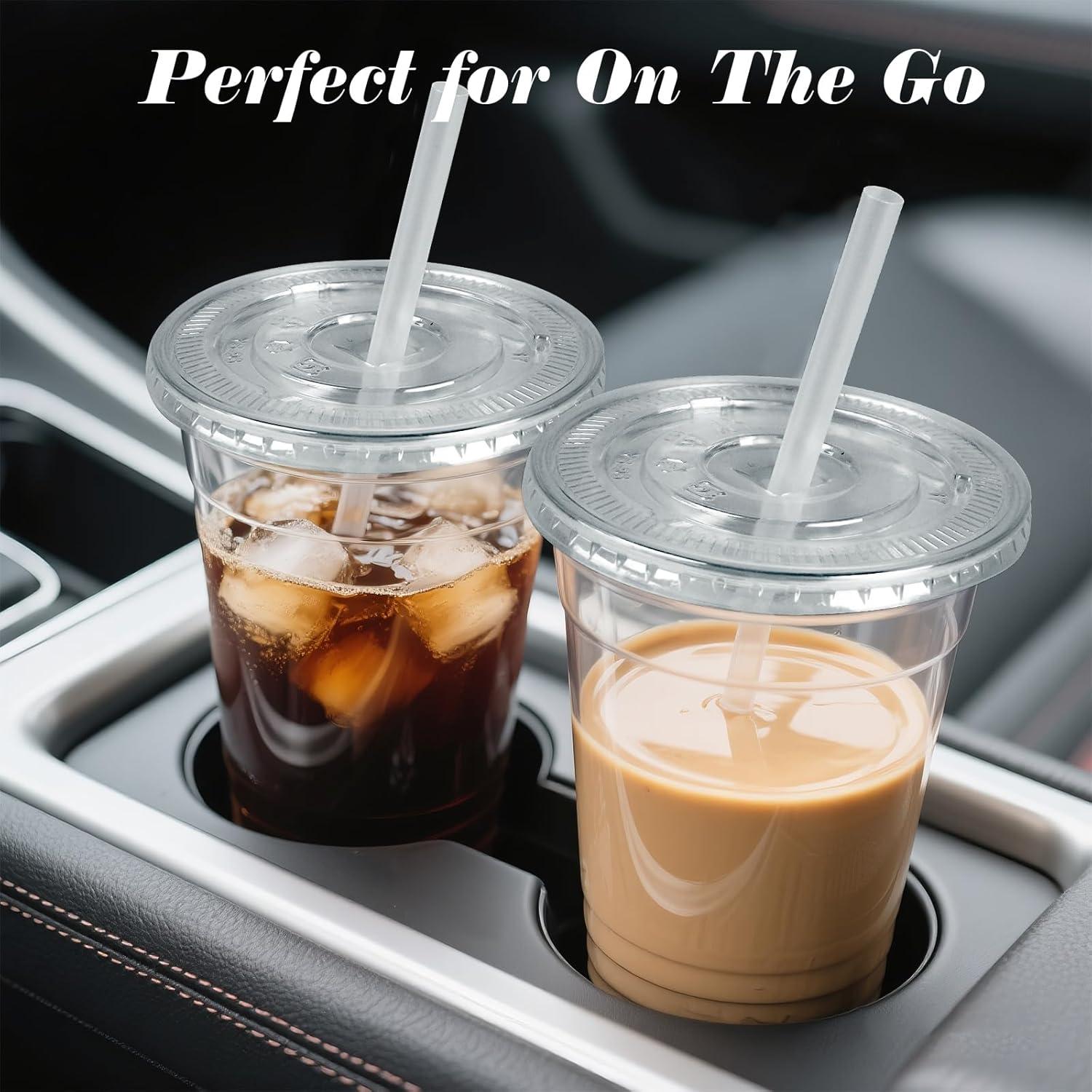 Vasos de Plástico Desechables Ginkgo 20 oz 50 Pack con Tapas y Pajitas