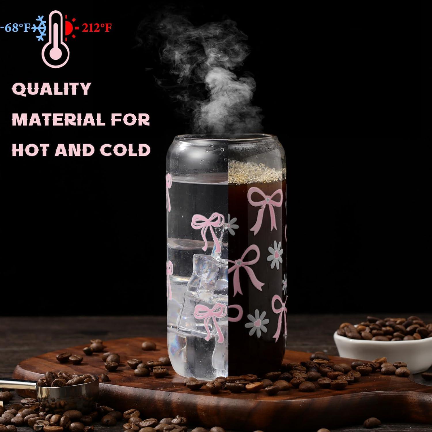 Conjunto 2 Tazas de Vidrio Rosa Skylety 0.47L con Lazo