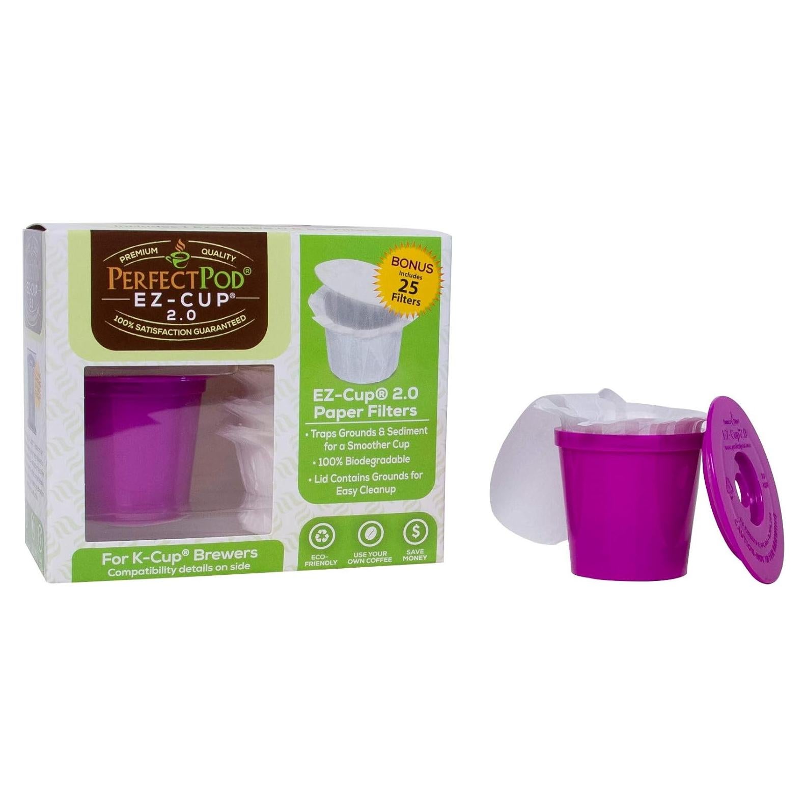 Cápsula de Café Reutilizable Perfect Pod EZ-Cup 2.0 + 25 Filtros