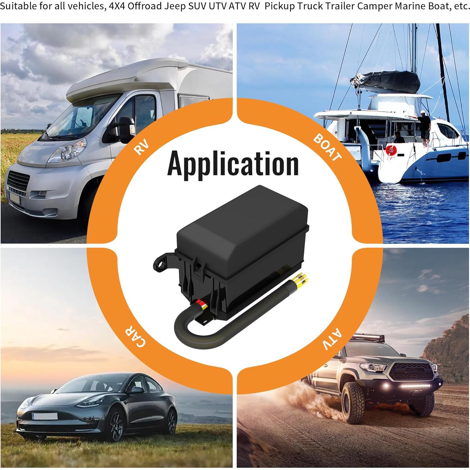 Caja de Relés Joinfworld 12V con Fusibles y Pre-cableado