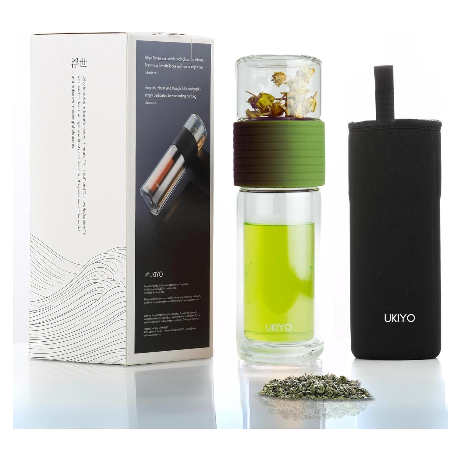 Botella de Infusión de Té Ukiyo Sense Verde 248 ml Doble Pared