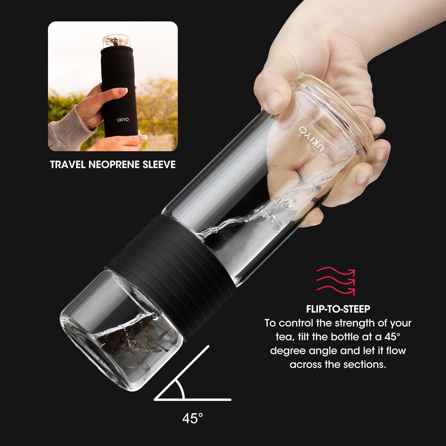 Botella de Infusión de Té Ukiyo Sense Verde 248 ml Doble Pared