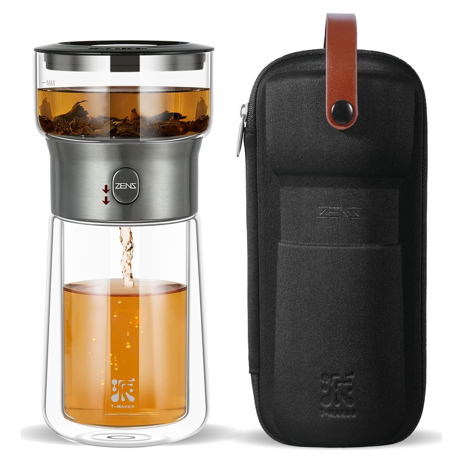 Tetera Infusora de Vidrio ZENS 0.71 kg con Taza y Estuche
