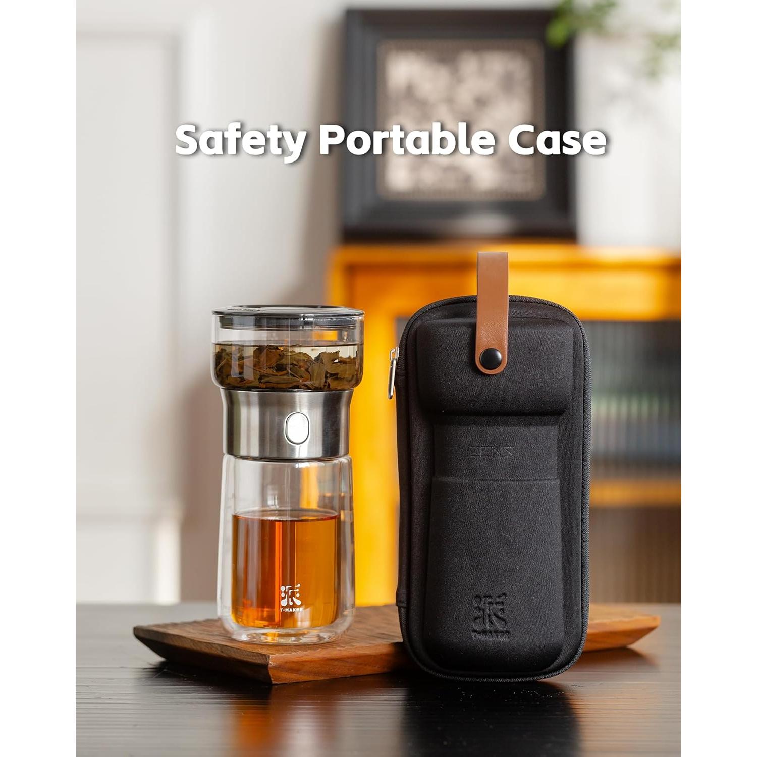 Tetera Infusora de Vidrio ZENS 0.71 kg con Taza y Estuche