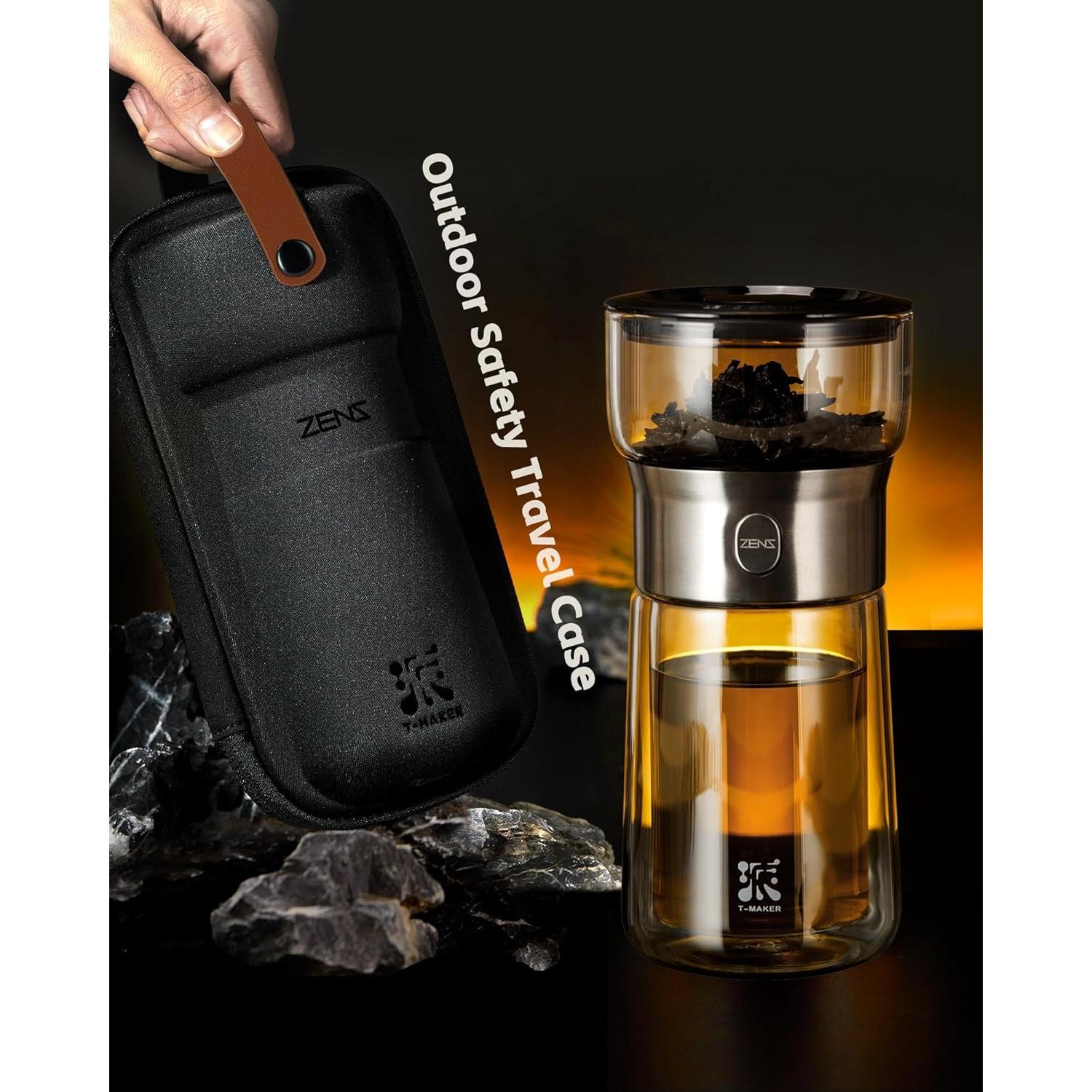 Tetera Infusora de Vidrio ZENS 0.71 kg con Taza y Estuche