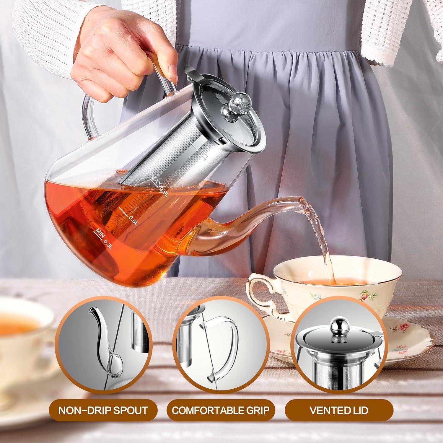 Tetera de Vidrio Borosilicato Zpose 1200ml con Infusor