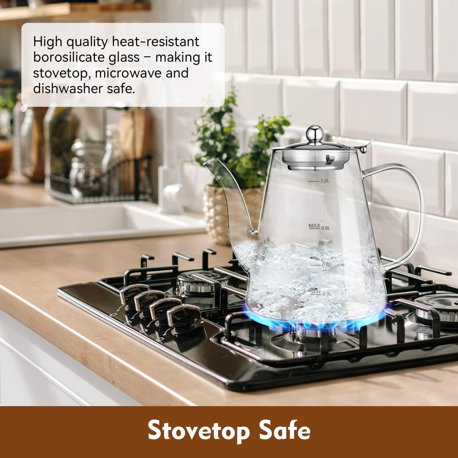 Tetera de Vidrio Borosilicato Zpose 1200ml con Infusor