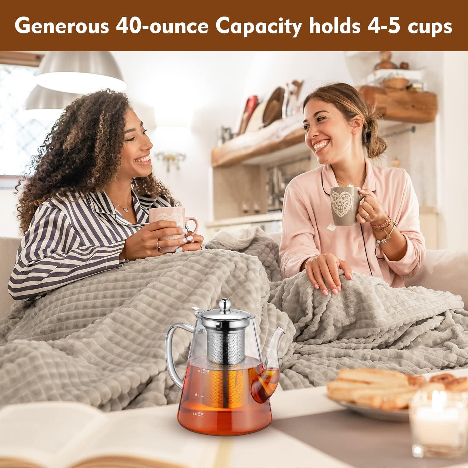 Tetera de Vidrio Borosilicato Zpose 1200ml con Infusor