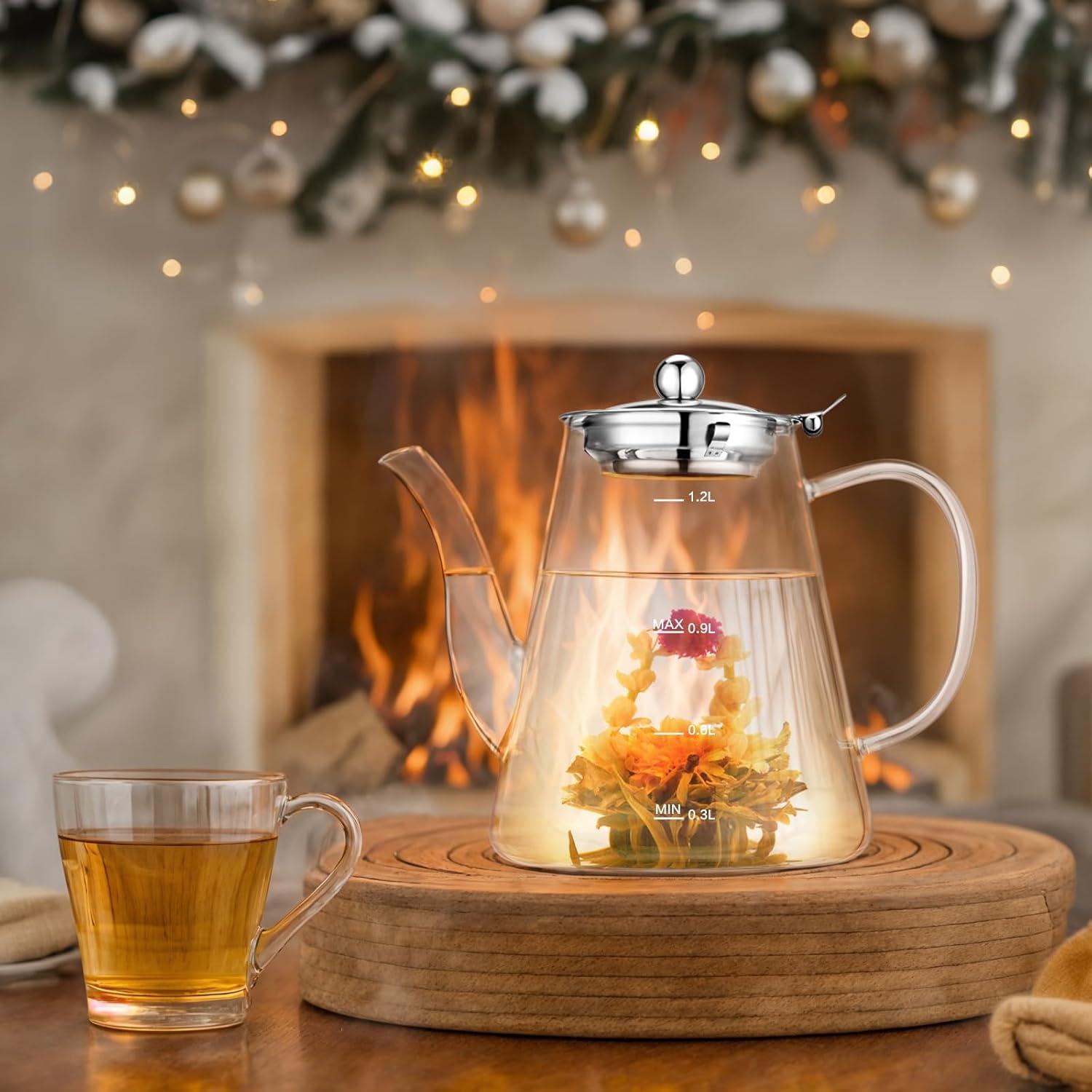 Tetera de Vidrio Borosilicato Zpose 1200ml con Infusor